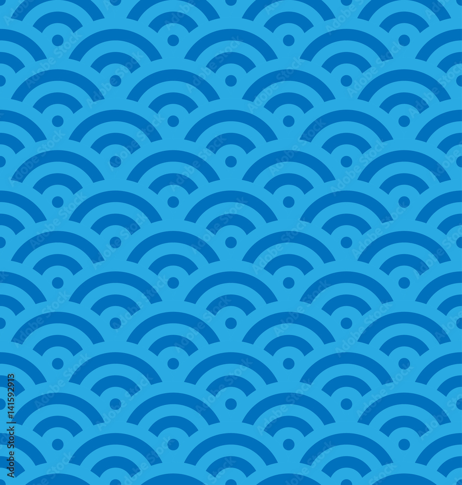 Blue fish scale background of concentric circles. Abstract seamless pattern looks like sea waves. Vector illustration. Blue fish scale background of concentric circles. Abstract seamless pattern looks like sea waves. Vector illustration.