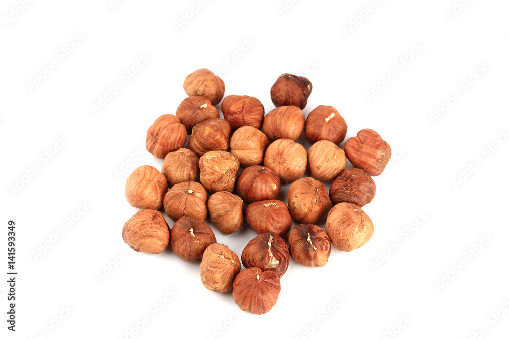 peeled hazelnuts isolated on white background peeled hazelnuts isolated on white background