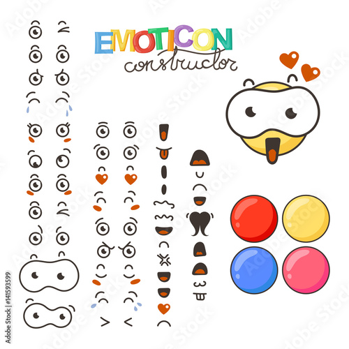 Constructor of cute lovely kawaii emoticon.