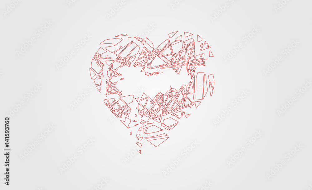 Vector breaking heart isolated on gray background Vector breaking heart isolated on gray background