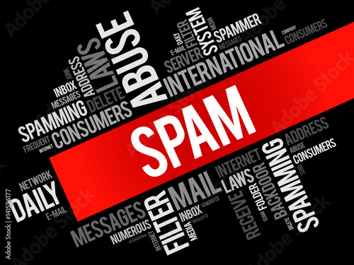 SPAM word cloud collage, internet business concept background