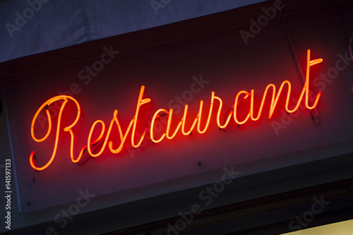 Red Illuminated Restaurant Sign © kevers