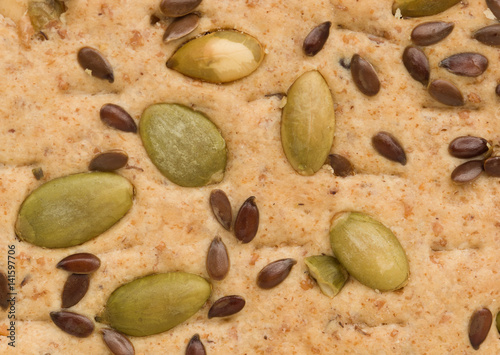 Cookies with pumpkin seeds food background