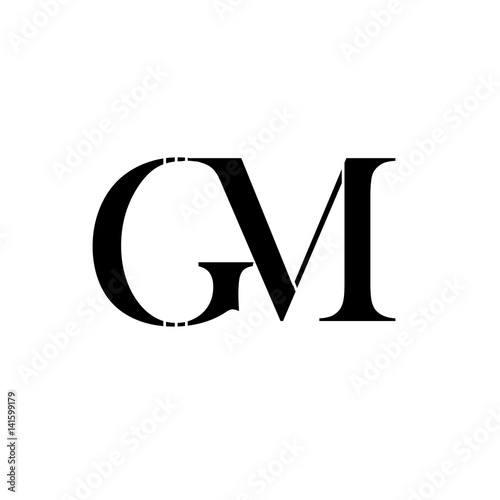 letter GM black color logo vector