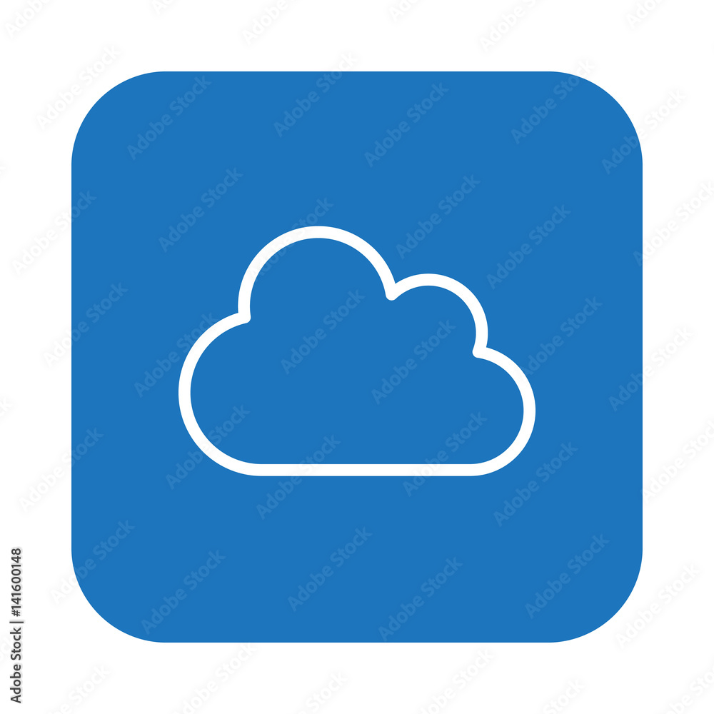 Cloud flat line icon, linear vector sign on colorful rounded square button isolated on white. Symbol, logo illustration. Flat design, pixel perfect Cloud flat line icon, linear vector sign on colorful rounded square button isolated on white. Symbol, logo illustration. Flat design, pixel perfect