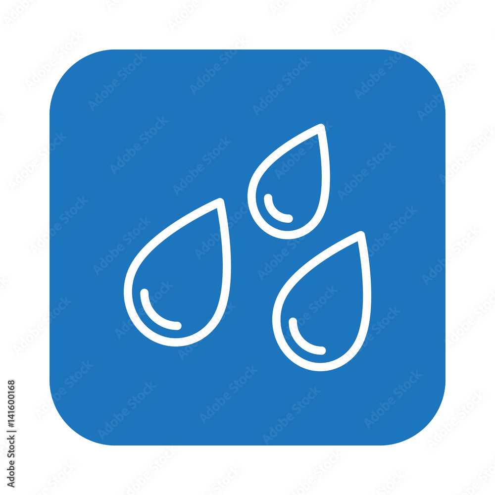 Water drops flat line icon, linear vector sign on colorful rounded square button isolated on white. Rain Symbol, logo illustration. Flat design, pixel perfect Water drops flat line icon, linear vector sign on colorful rounded square button isolated on white. Rain Symbol, logo illustration. Flat design, pixel perfect