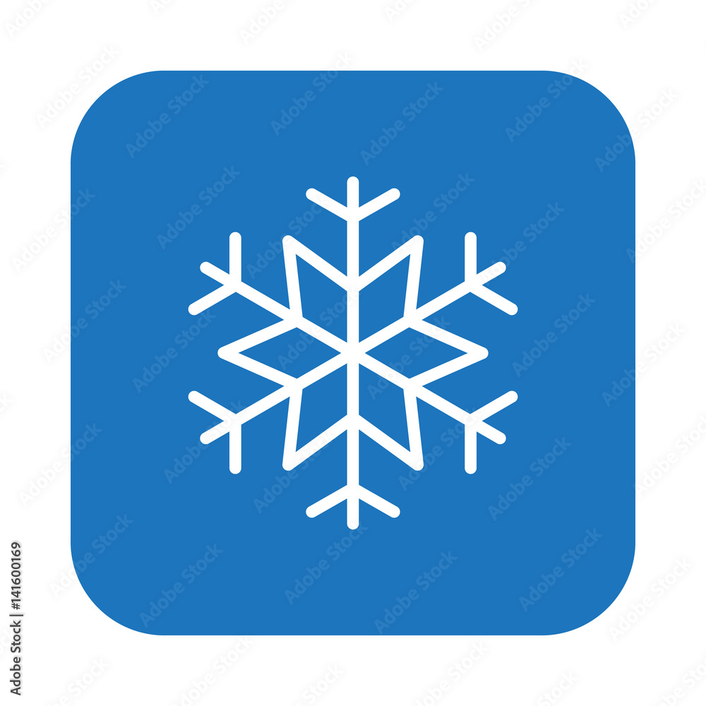 Snowflake, freeze flat line icon, linear vector sign on colorful rounded square button isolated on white. Snow symbol, logo illustration. Flat design, pixel perfect Snowflake, freeze flat line icon, linear vector sign on colorful rounded square button isolated on white. Snow symbol, logo illustration. Flat design, pixel perfect