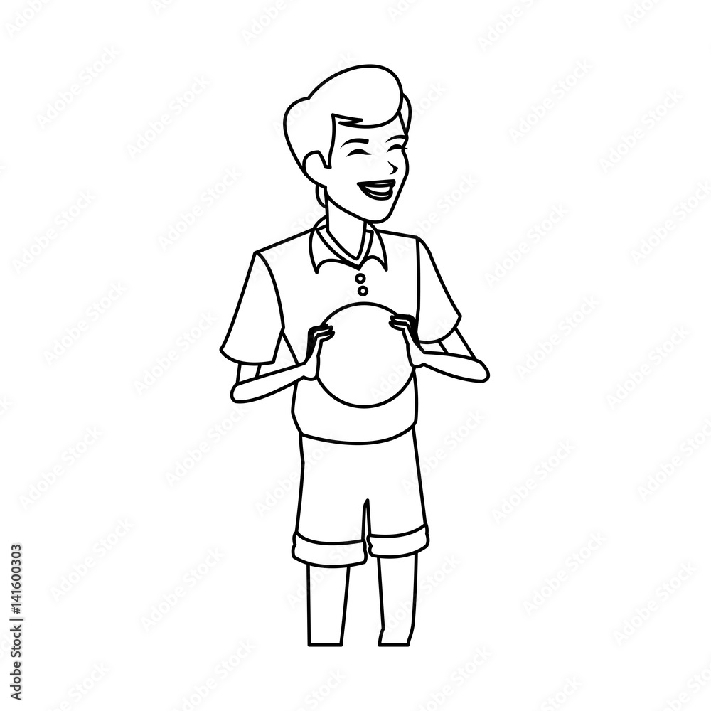 happy boy holding ball icon image vector illustration design happy boy holding ball icon image vector illustration design