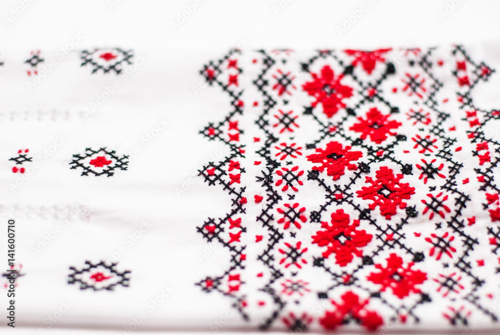Detail Ukrainian ethnic ornament clothes Detail Ukrainian ethnic ornament clothes