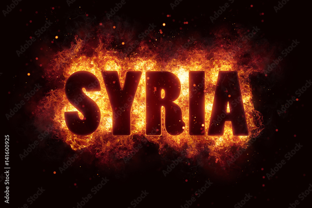Syria fire burn text against black background