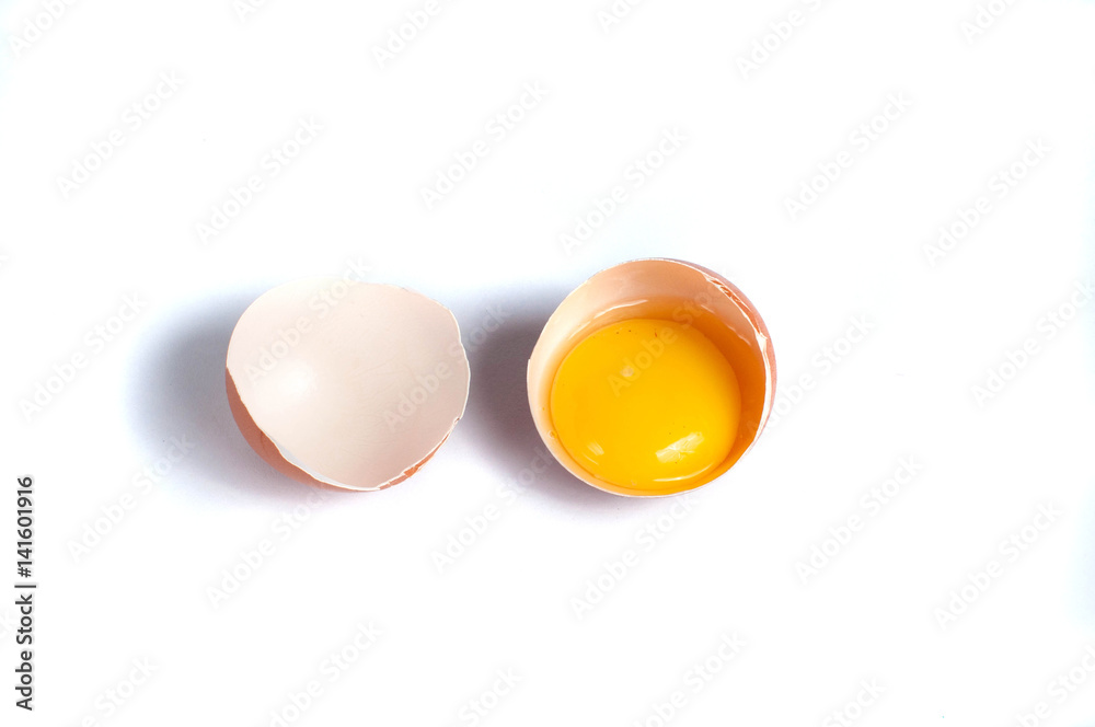 Isolated broken eggs on a white background Isolated broken eggs on a white background