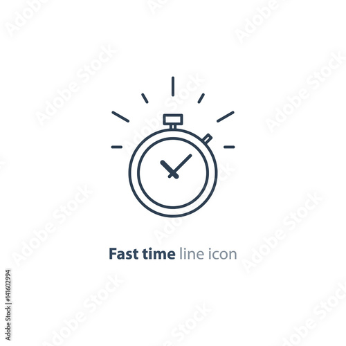 Time limit concept, fast delivery services linear icon, ringing timer
