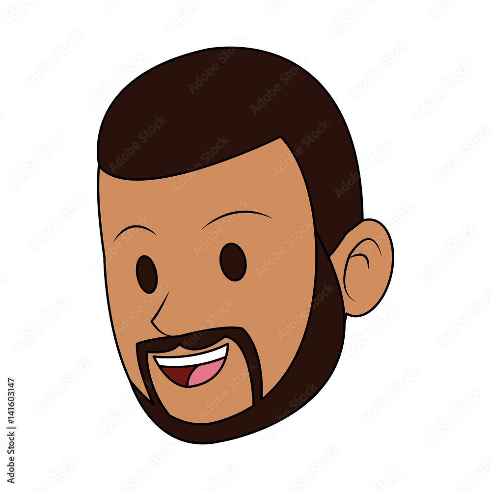 face of happy dark skin bearded man icon image vector illustration design 