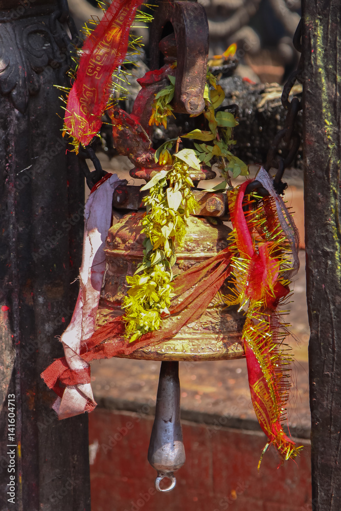 Decorated Temple bell, Manakamana Temple, Nepal Decorated Temple bell, Manakamana Temple, Nepal