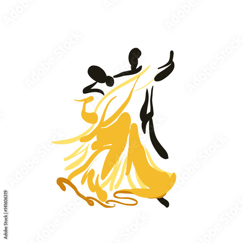 Sketch of a dancing couple.Vector.
