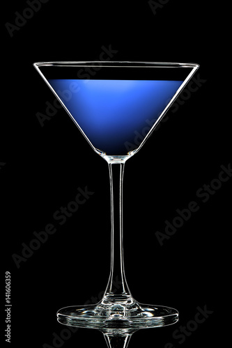 Silhouette of colorful martini glass with on black background