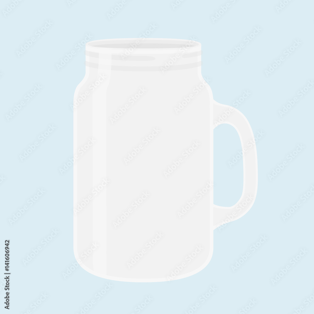 Mason jar in flat vector style. Glass, cup for smoothie.