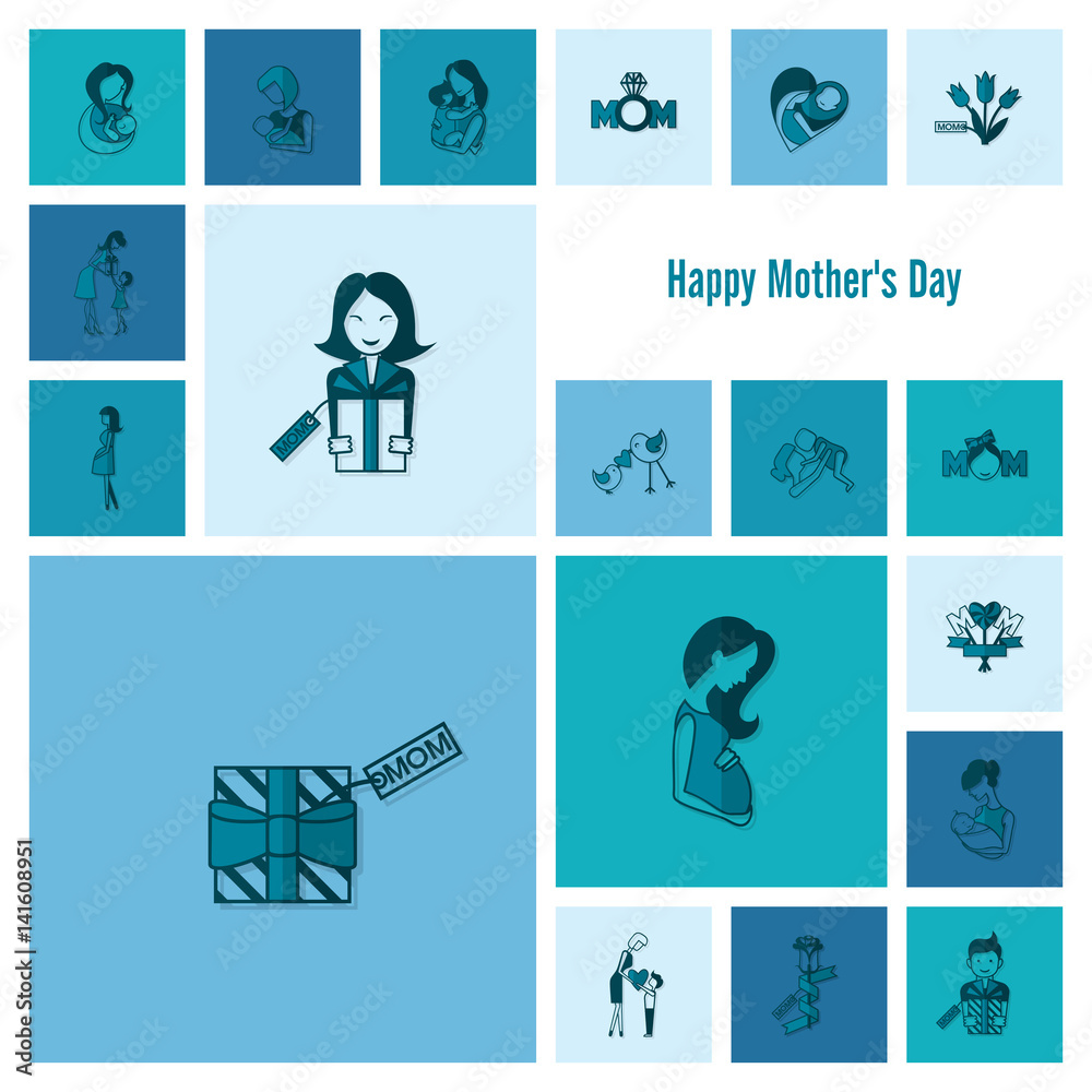Fototapeta premium Happy Mothers Day Icons