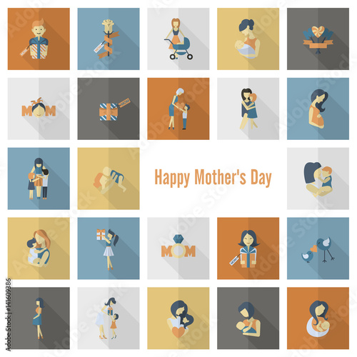 Fototapeta Naklejka Na Ścianę i Meble -  Happy Mothers Day Icons