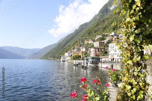 Fotomural Argegno, Italy. Located on the Como Lake in Lombardy. North Italy