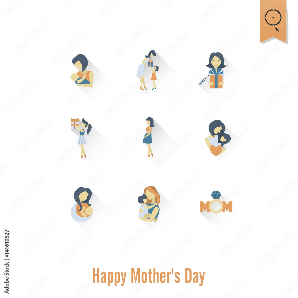 Fototapeta premium Happy Mothers Day Icons