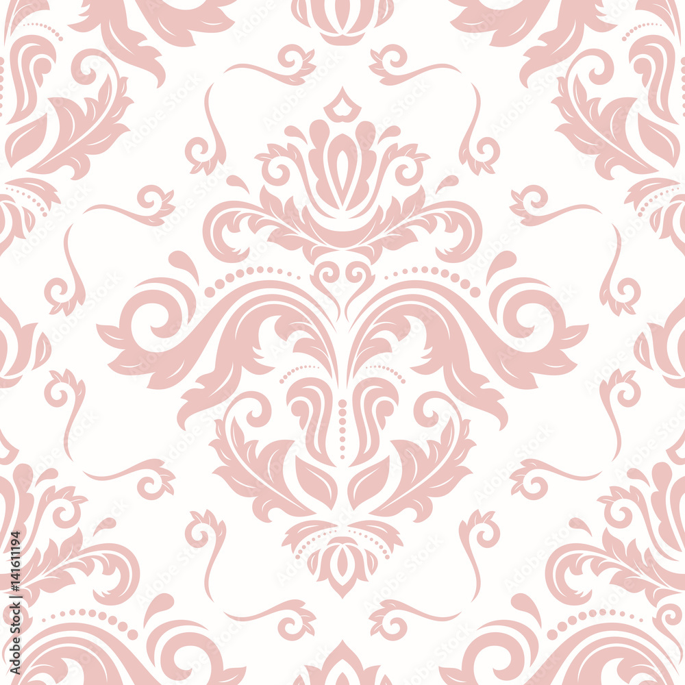 Damask classic pink pattern. Seamless abstract background with repeating elements