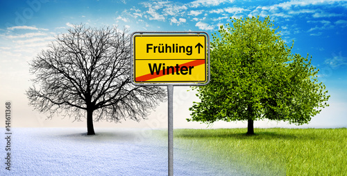 Schild Frühling-Winter