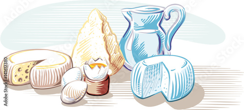 Dairy products and eggs, on a plane.