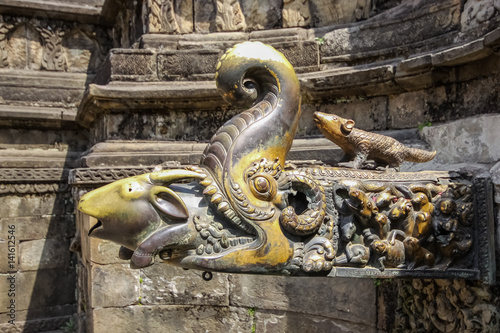 Close up of artful Gargoyle, Bhaktapur, Nepal photo