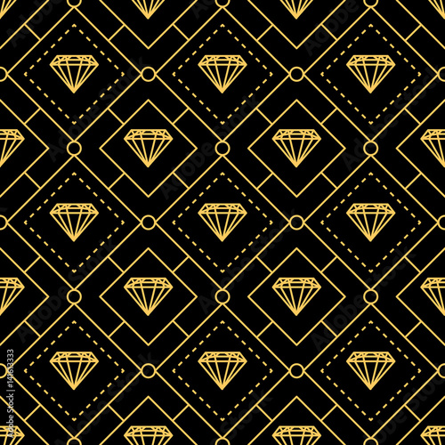 Luxurious golden lines diamond seamless pattern