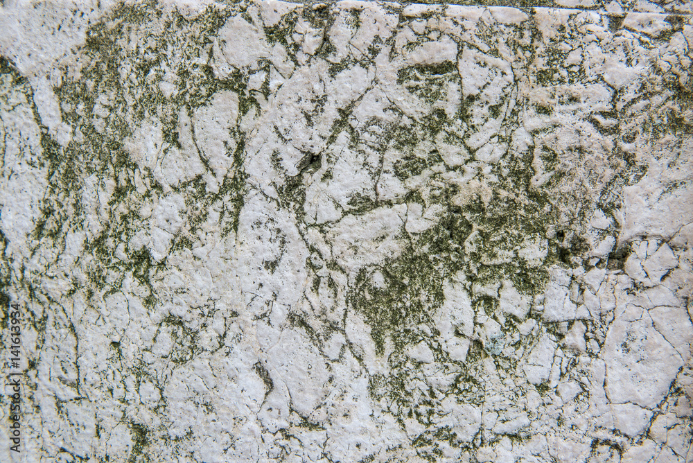Fototapeta premium White-green stone old wall