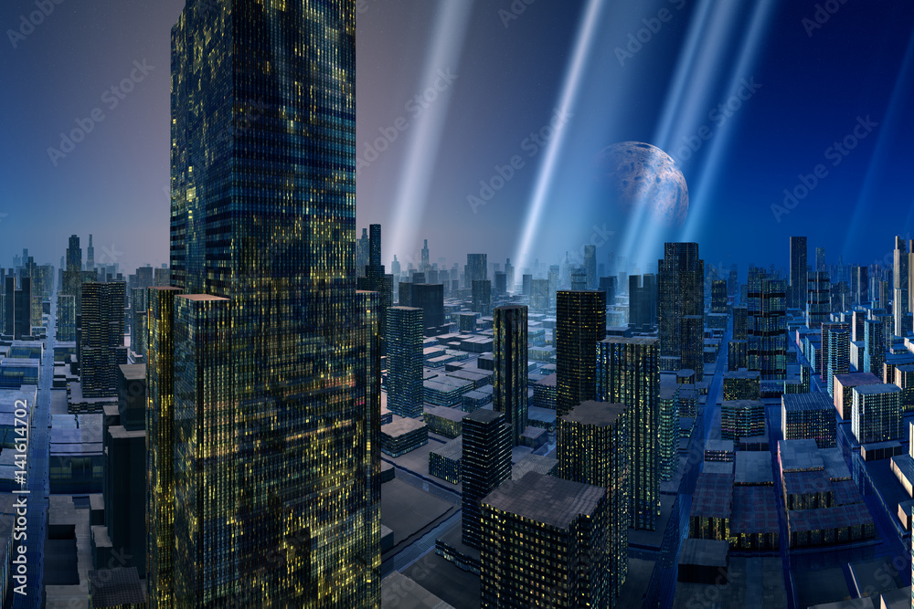 Obraz premium Scifi Citylights