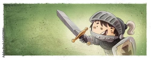 Obraz rycerz na zielonym tle