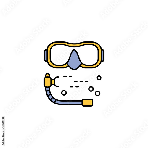 Vector logo with snorkel mask isolated on white
