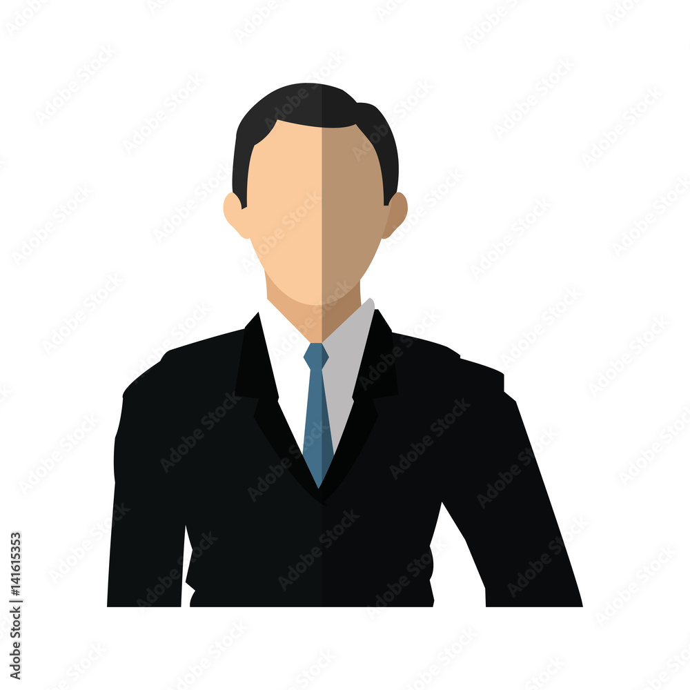 businessman wearing executive clothes over white background. colorful design. vector illustration