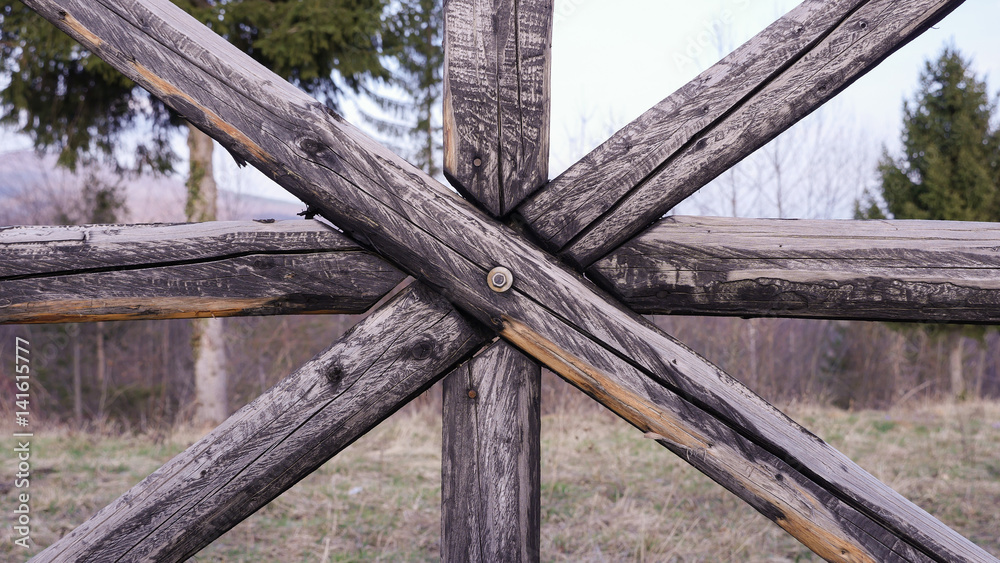 Vintage wooden rural gate in the countryside