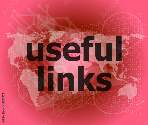 SEO web design concept: useful links on digital background