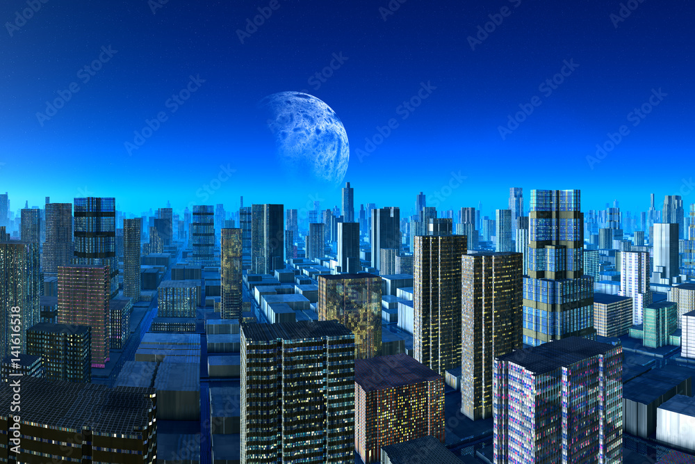 Fototapeta premium Scifi Citylights