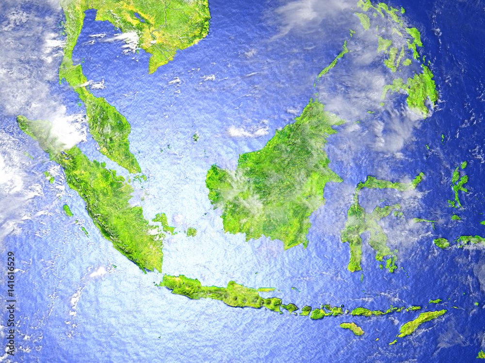 Malaysia on realistic model of Earth