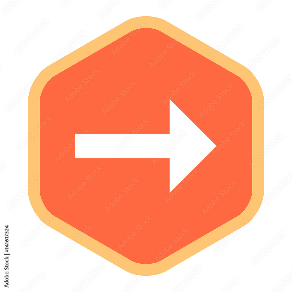 Arrow Sign Flat Hexagon Icon Arrow Sign Flat Hexagon Icon