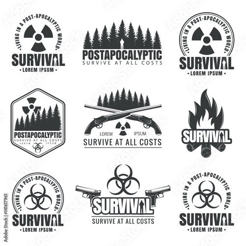 Set of icons on the theme of survival.