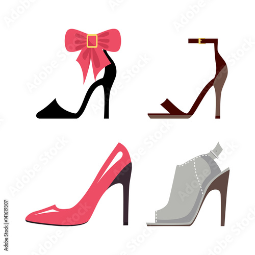 Women High-Heeled Shoes Isolated Illustrations Set
