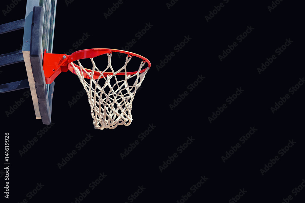 basketball hoop isolated on black clipping path