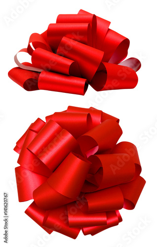 Red lush bow isolated over white, clipping path