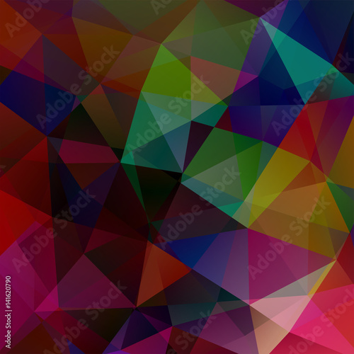 Abstract mosaic background. Triangle geometric background. Design elements. Vector illustration. Brown  black  red  green  blue colors.