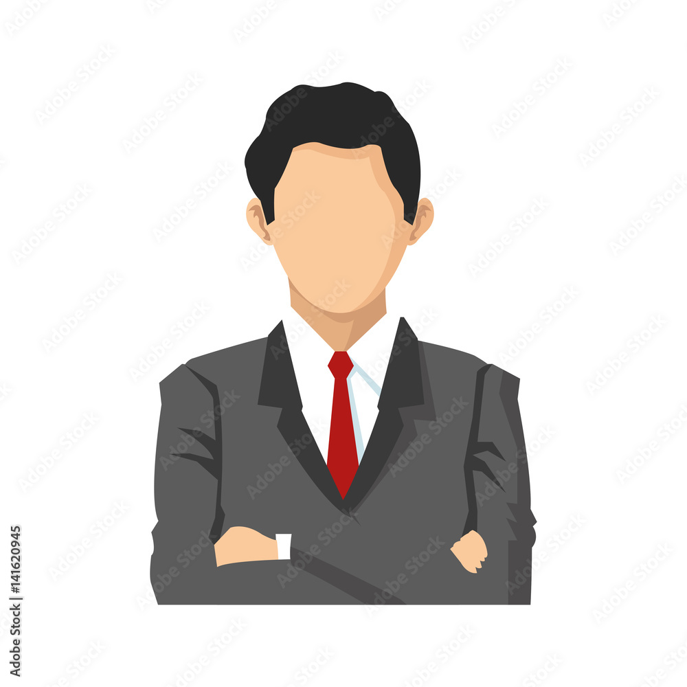 businessman wearing executive clothes over white background. colorful design. vector illustration