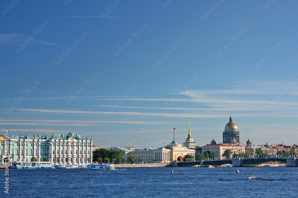 Saint-Petersburg. View of the Palace quay