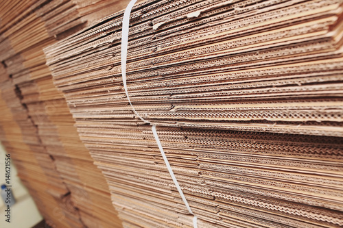 Piles of cardboard on the storage. photo