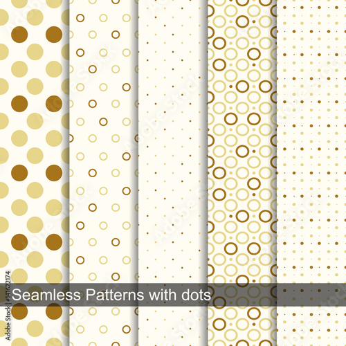 Seamless retro patterns with circles and dots.