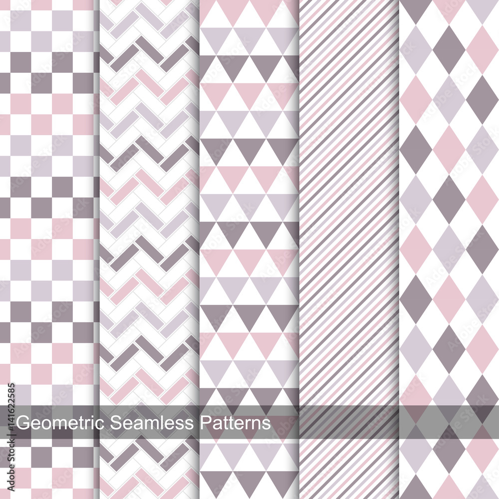 Collection of delicate seamless patterns. Collection of delicate seamless patterns.
